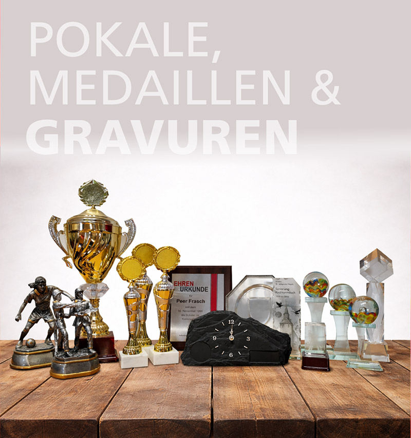 Pokale, Medaillen und Gravuren